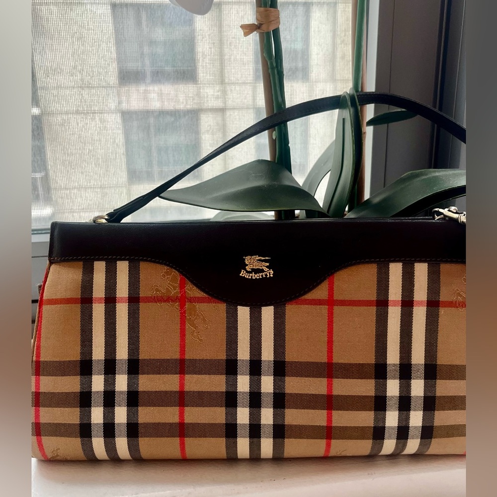 Vintage 1990s Burberry Canvas Shoulder Bag 💕 COA pictured - strap off one side - Picture 1 of 14
